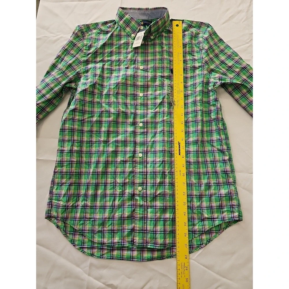NWT RALPH LAUREN BOYS Green PLAID SHIRT  XL(18/20)